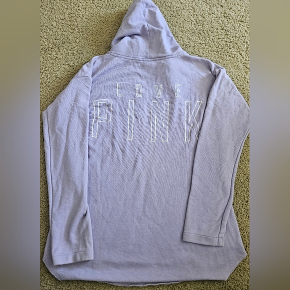 PINK Victoria's Secret Vintage V-Neck Pullover Spellout Hoodie - Picture 1 of 5